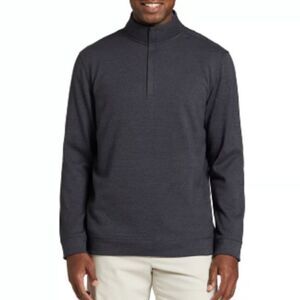 Walter Hagen XL Tall Golf Heather Gray Black Quarter Zip Knit Cotton Sweatshirt